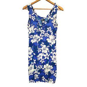 Royal Creations Womens Hawaiian Floral Dress Size XL Blue White Resort Tropical